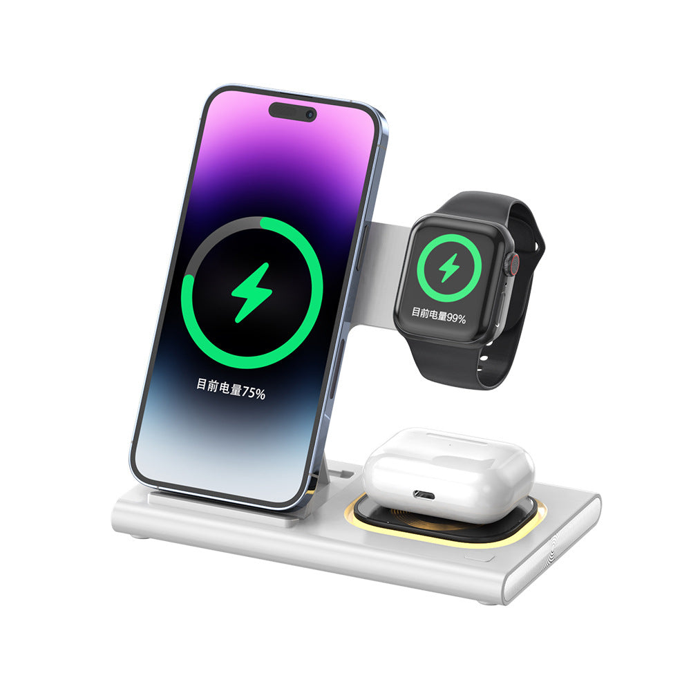 3-in-1 Foldable 15W Wireless Charger | Fast Charging Stand for iPhone, Apple Watch & AirPods