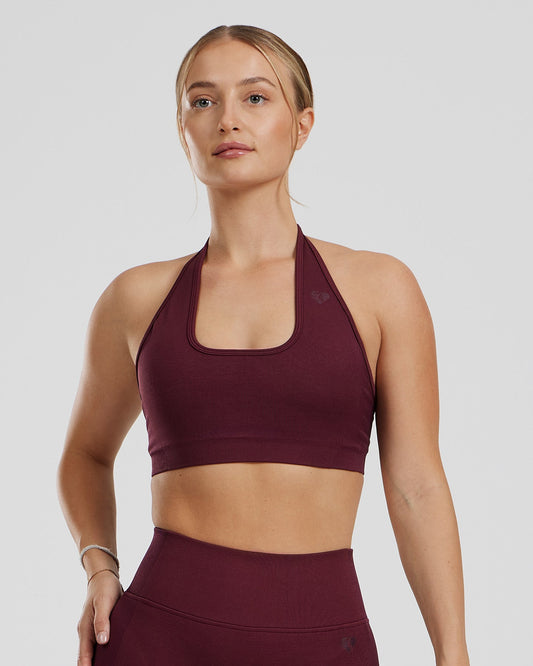 Motion Seamless Halter Bra | Dark Cherry