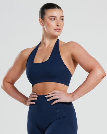 Motion Seamless Halter Bra | Sapphire Blue