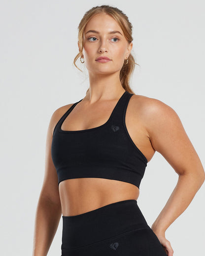 Motion Seamless Racer Back Bra | Black