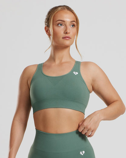 Power Seamless Sports Bra | Sage