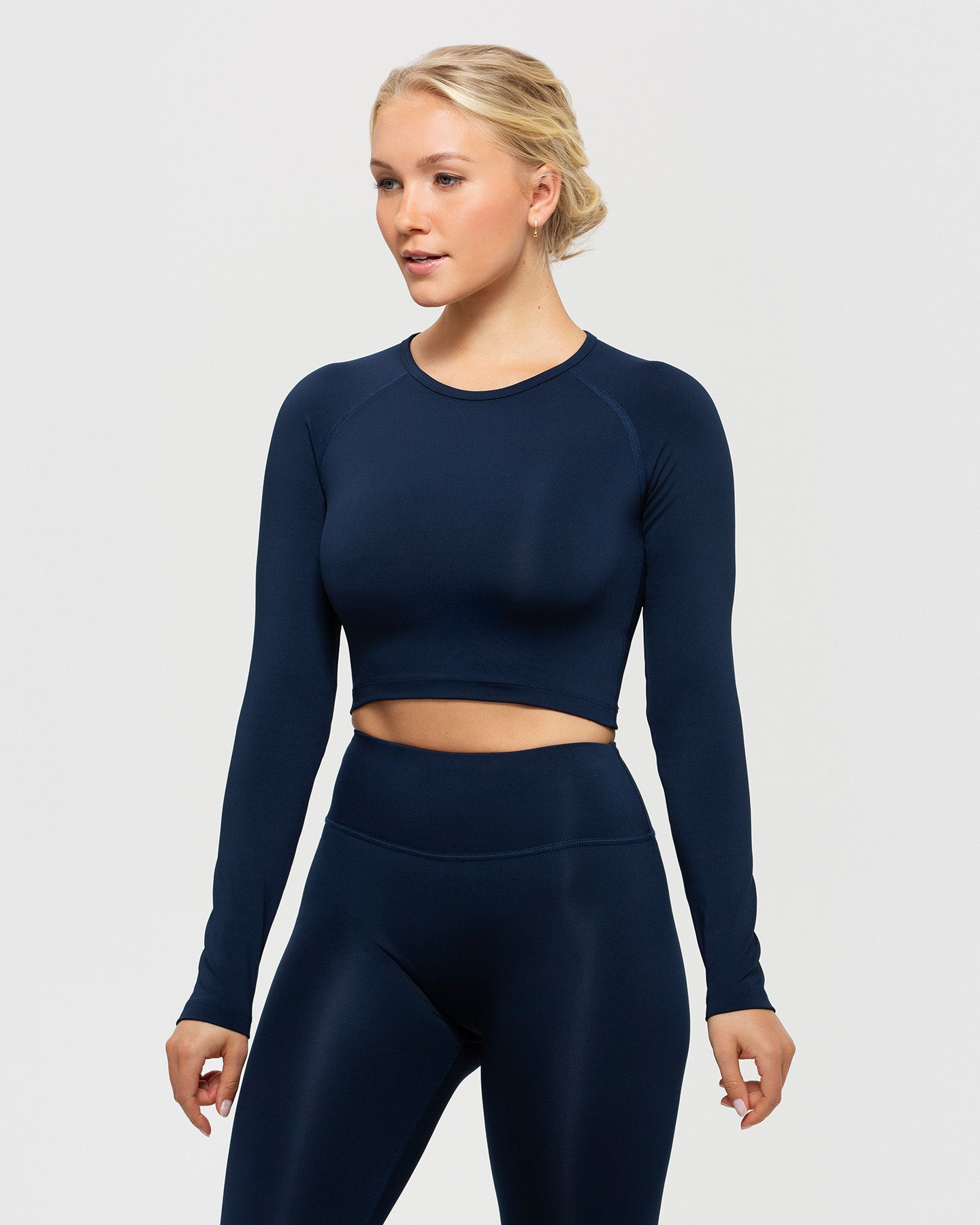 Essential Long Sleeve Crop Top | Sapphire Blue