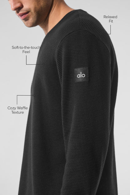 Elevate Waffle Long Sleeve Crew - Black