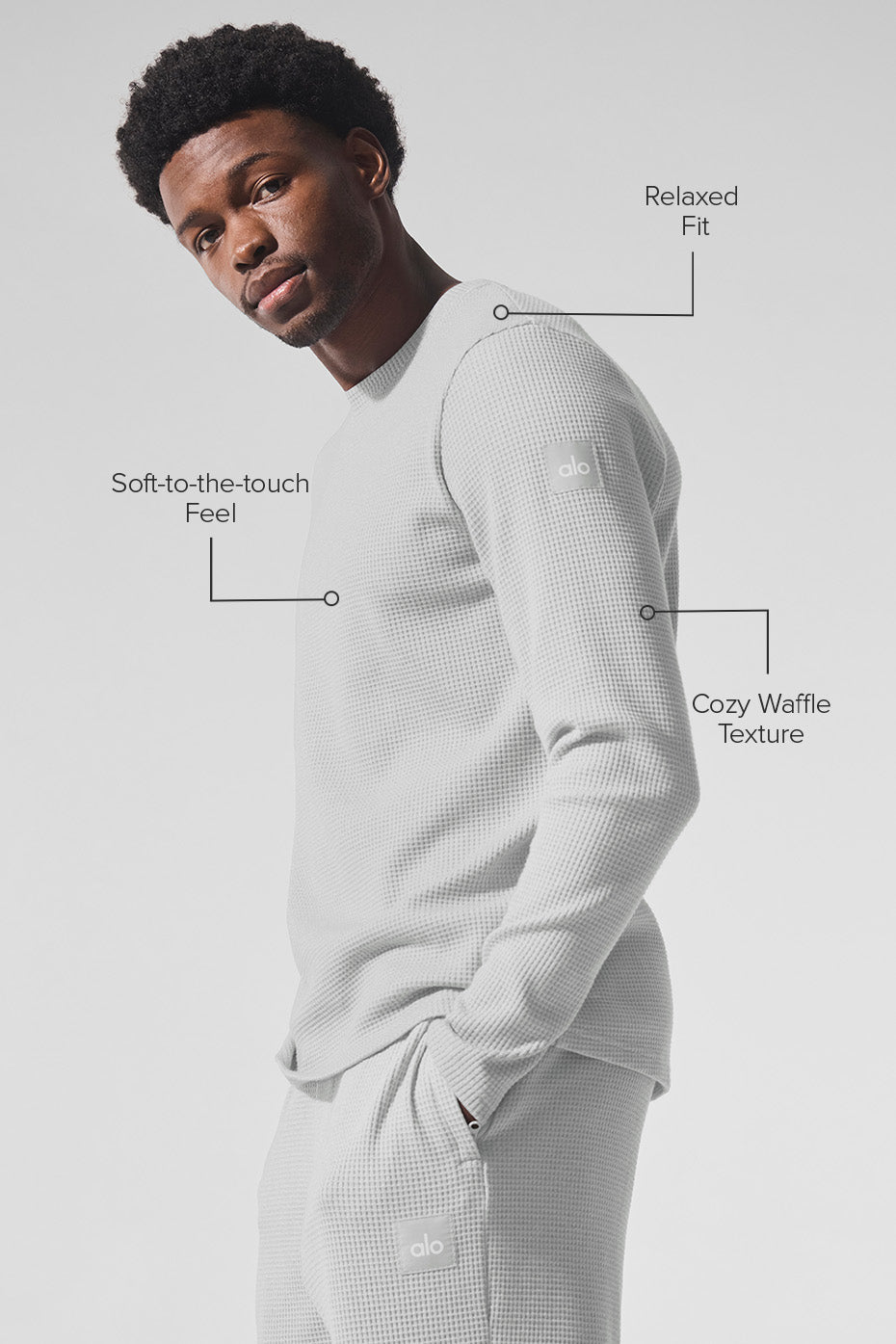 Elevate Waffle Long Sleeve Crew - Athletic Heather Grey