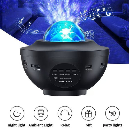 Northern Lights Starry Sky Projector | Water Ripple Laser Lamp with Bluetooth Music