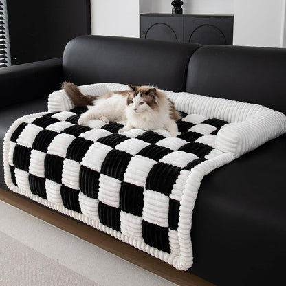Checkerboard Dog Cushion Bed | Plush Thickened Pet Sleeping Pad
