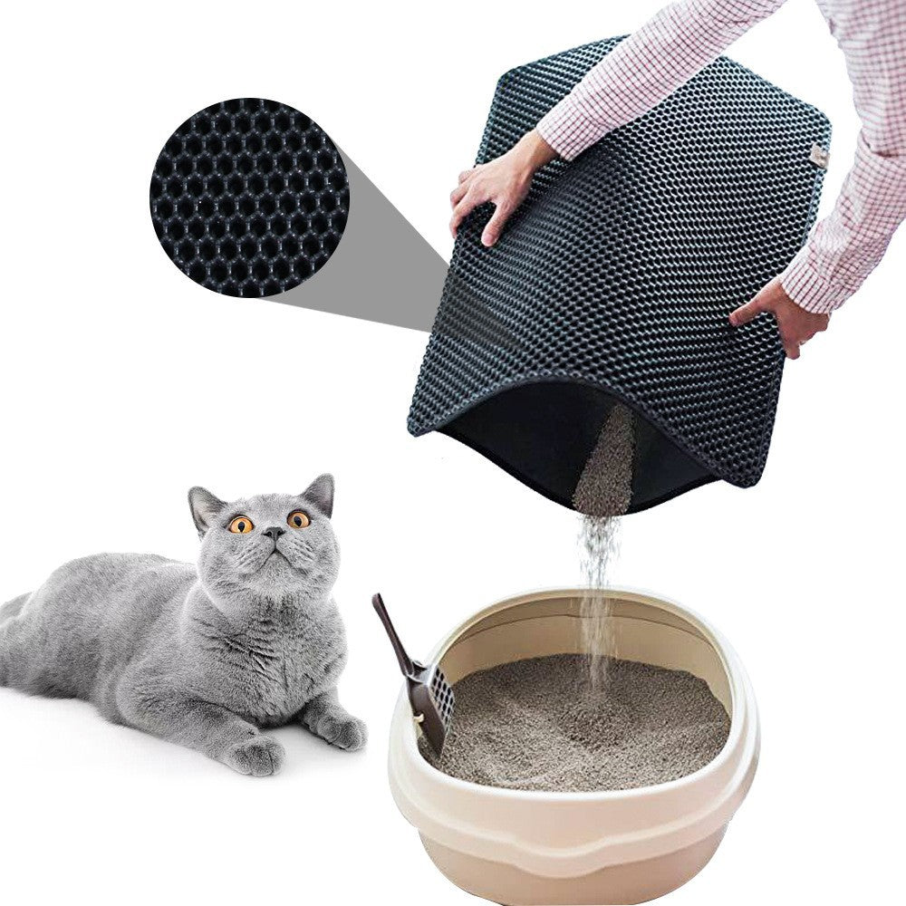 EVA Double-Layer Cat Litter Mat | Non-Slip Honeycomb Anti-Tracking Pet Mat