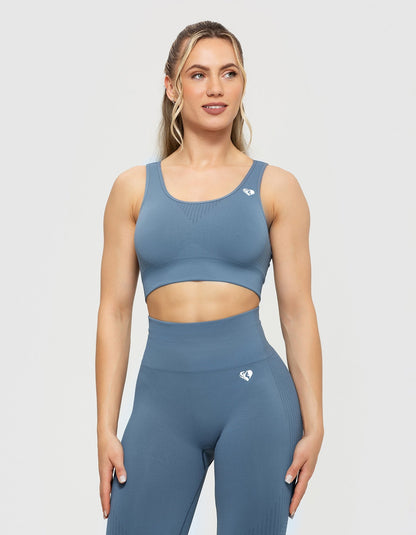 Power Seamless Sports Bra | Smoke Blue