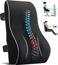 Memory Foam Lumbar Support Pillow | Ergonomic Back Pain Relief Cushion for Car, Office & Home