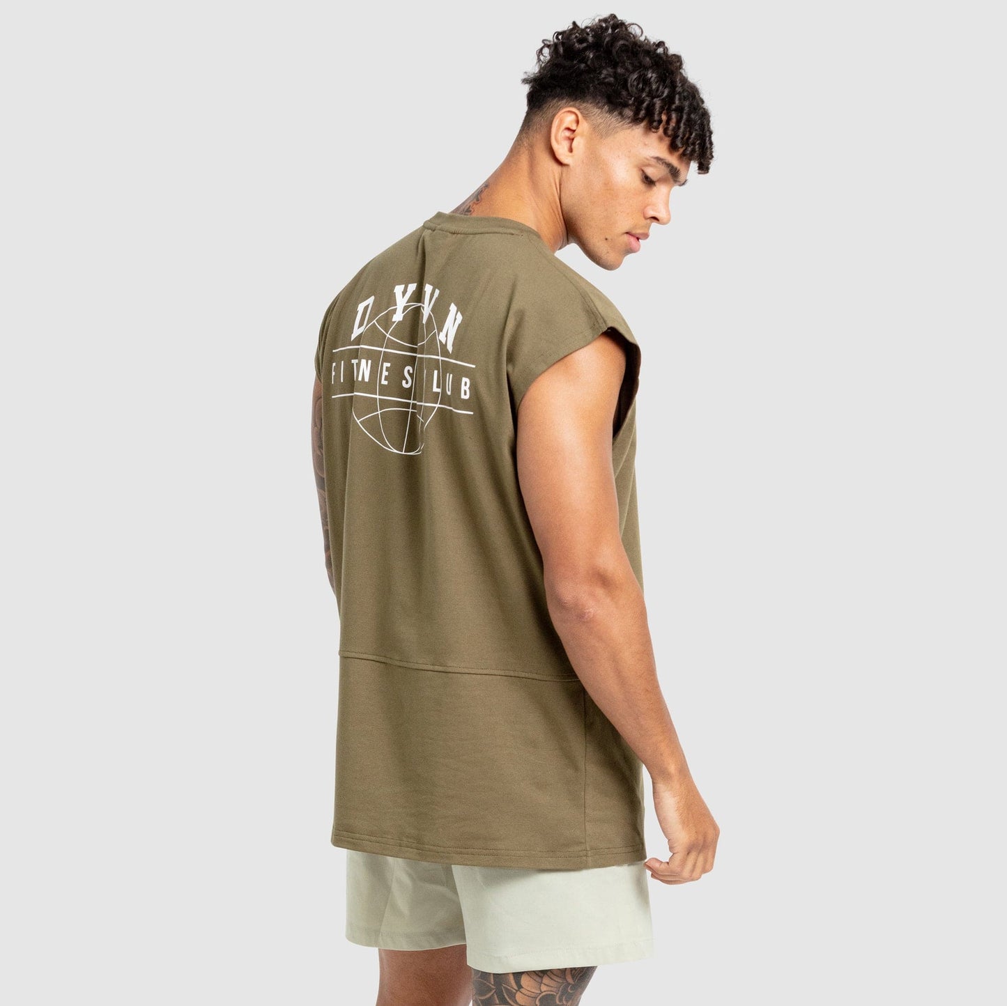 DYVN' Fitness Club Cut Off Tank - Army Green